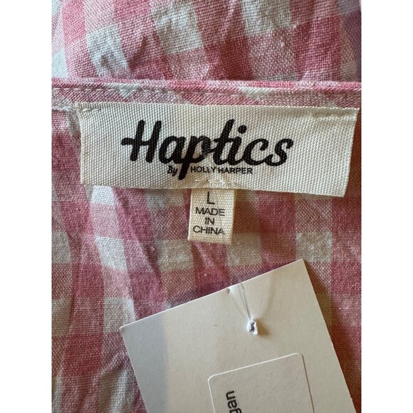 Haptics Jacket Women Large Pink Red Gingham Strawberry Shortcake Cardigan NWT - Picture 8 of 9